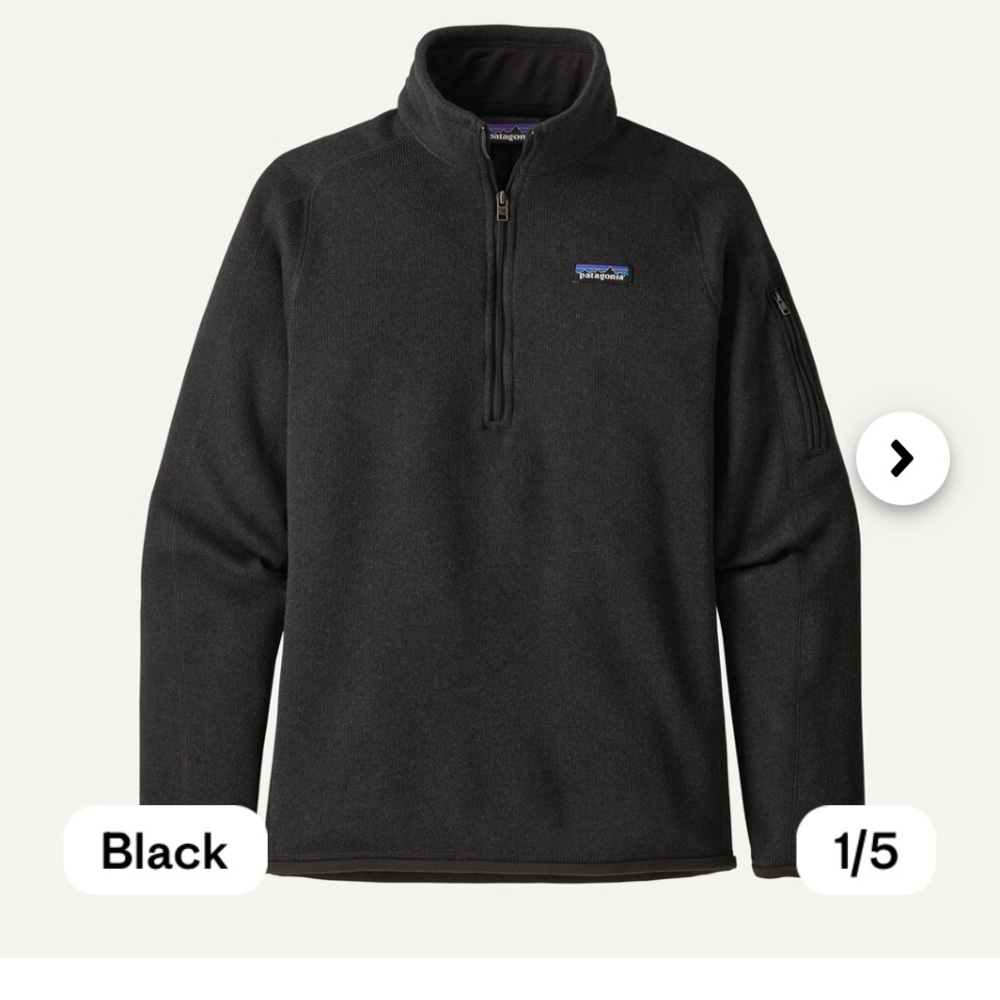 Women’s Patagonia Better Sweater quarter zip, black size large